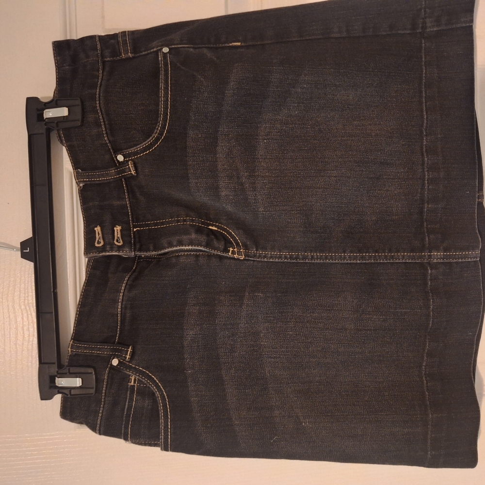 Dark Denim Skirt with Contrast Stitching